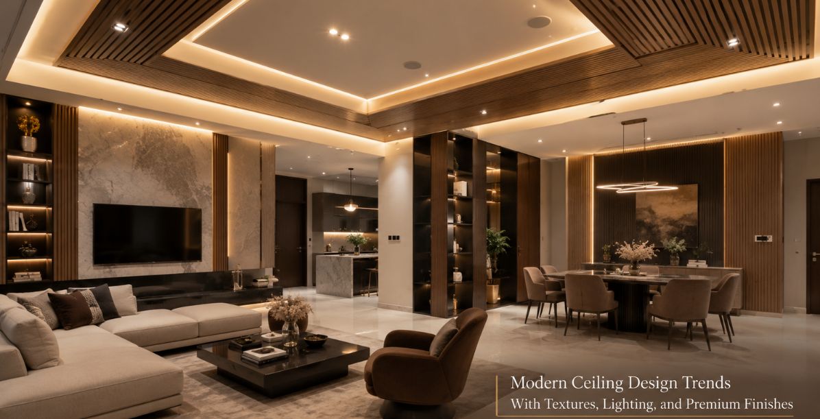 Modern Ceiling Design Trends With Textures, Lighting, and Premium Finishes